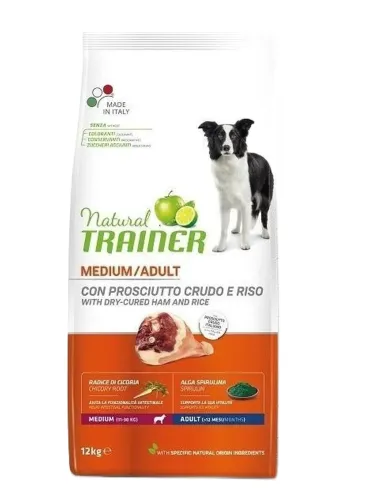 Natural trainer cane Adult Medium con Prosciutto crudo e riso 12 kg