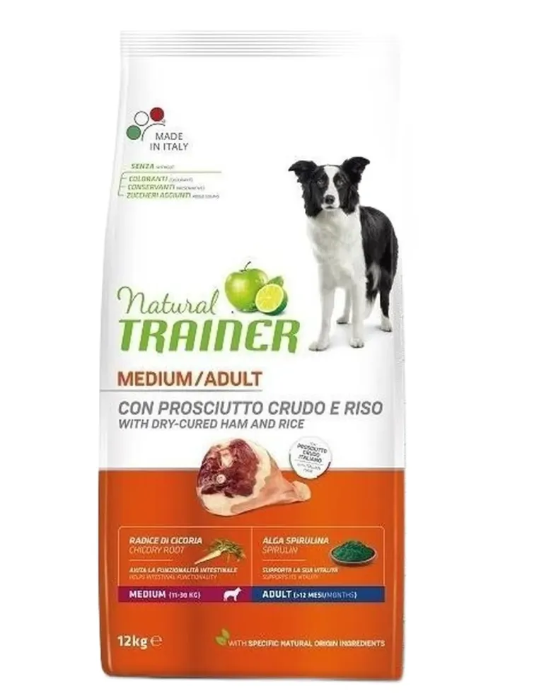Natural trainer cane Adult Medium con Prosciutto crudo e riso 12 kg  