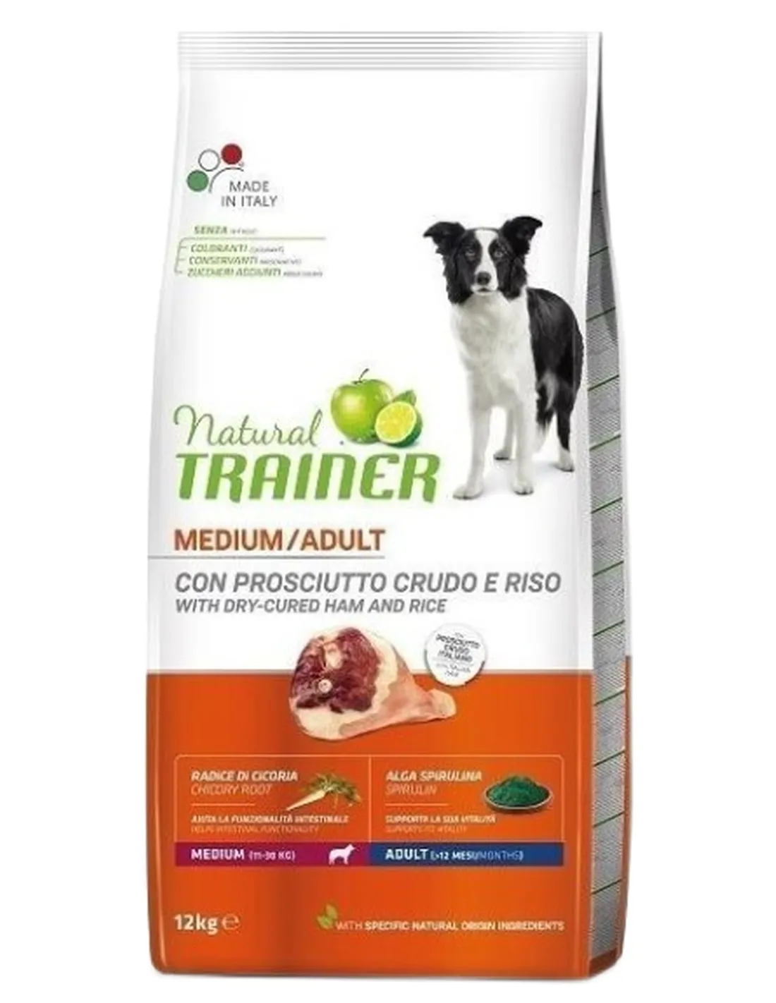 Natural trainer cane Adult Medium con Prosciutto crudo e riso 12 kg  