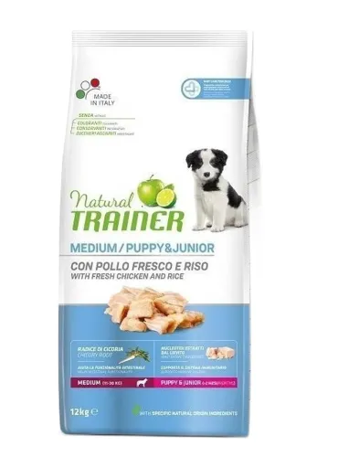 Natural trainer puppy e junior medium pollo fresco 12 kg  