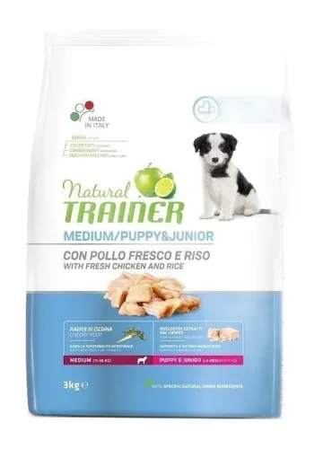 Natural trainer puppy e junior medium pollo fresco 3 kg