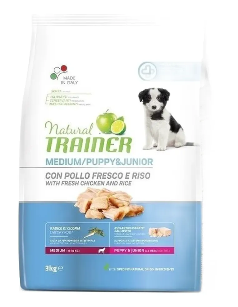 Natural trainer puppy e junior medium pollo fresco 3 kg  