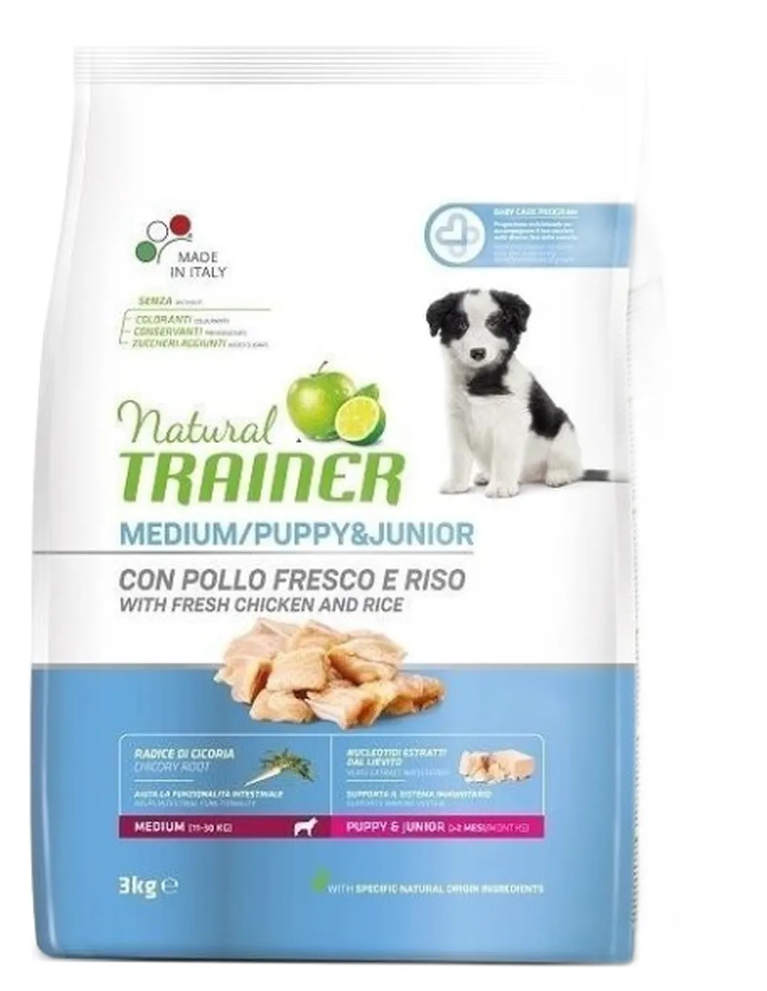 Natural trainer puppy e junior medium pollo fresco 3 kg  