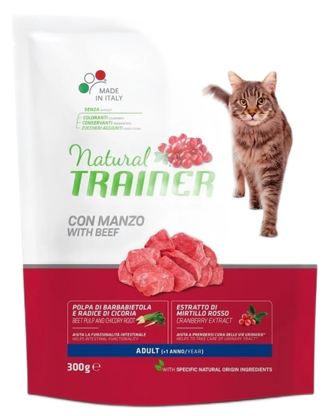 Natural trainer gatto Adult con manzo 300 gr  