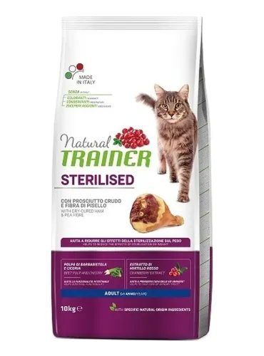 Natural trainer Sterilised gatto Adult con prosciutto crudo 10 kg  