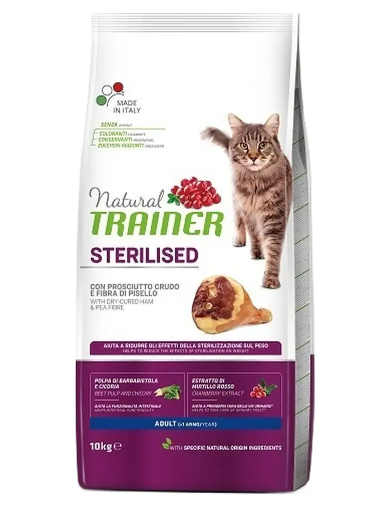 Natural trainer Sterilised gatto Adult con prosciutto crudo 10 kg  