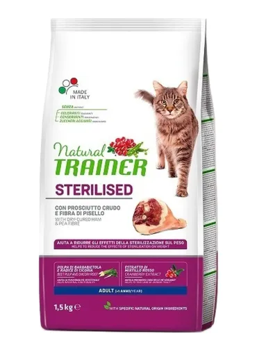 Natural trainer Sterilised gatto Adult con prosciutto crudo 1,5 kg