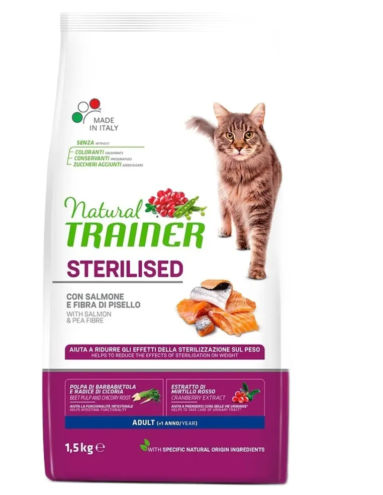 Natural trainer Sterilised gatto Adult con Salmone 1,5 kg  