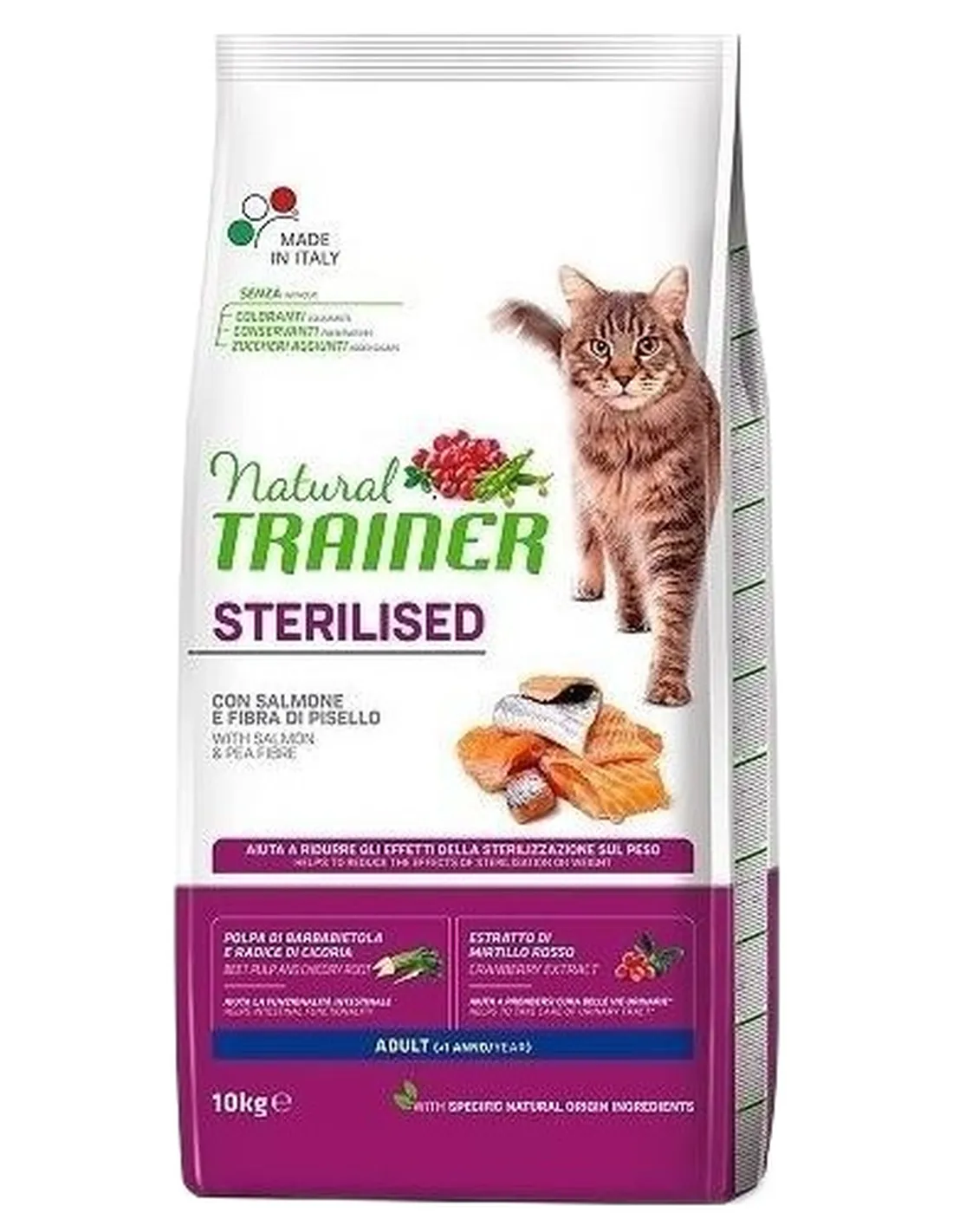 Natural trainer Sterilised gatto Adult con salmone 10 kg  