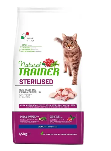 Natural trainer Sterilised gatto Adult con tacchino 1,5 kg  
