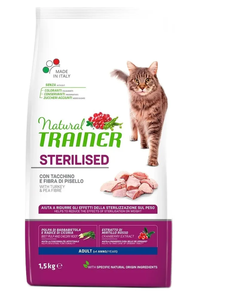 Natural trainer Sterilised gatto Adult con tacchino 1,5 kg  