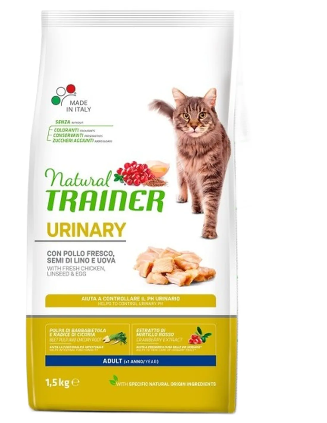 Natural trainer Urinary gatto Adult con pollo fresco 1,5 kg  