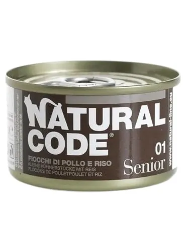 Natural code 01 gatto senior fiocchi di pollo e riso 85 gr