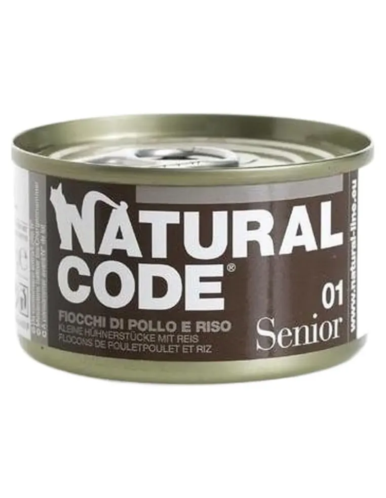 Natural code 01 gatto senior fiocchi di pollo e riso 85 gr  