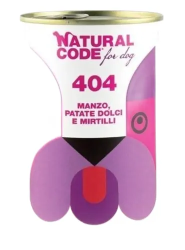Natural code 404 cane manzo patate dolci e mirtilli 400 gr  