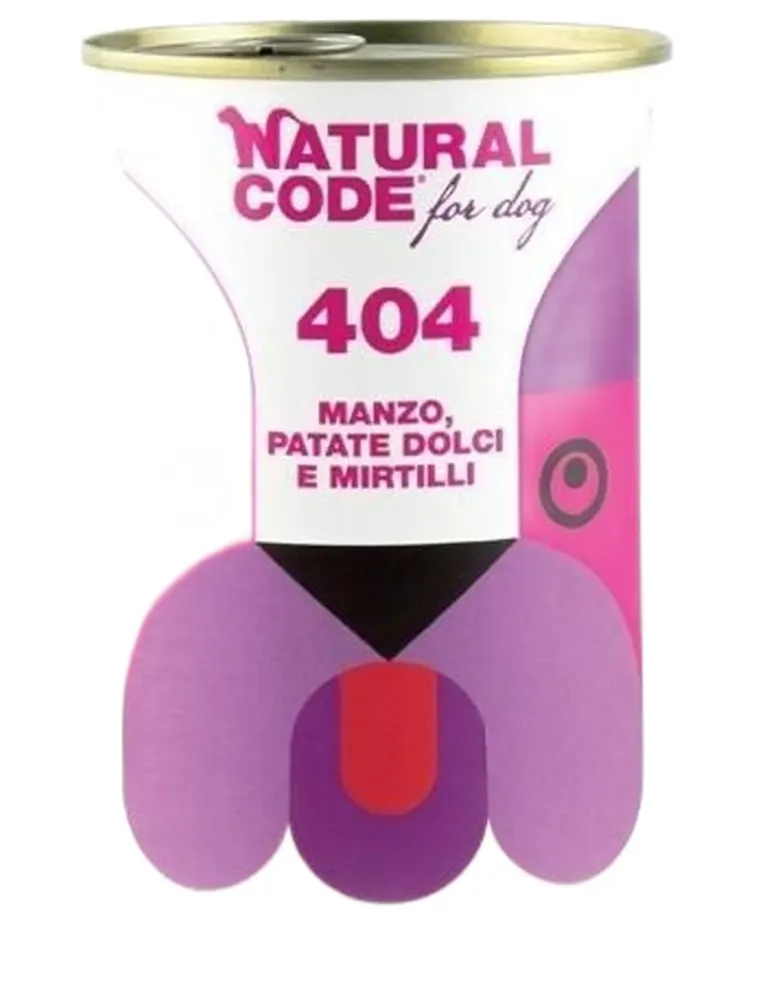 Natural code 404 cane manzo patate dolci e mirtilli 400 gr  