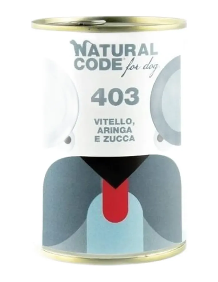 Natural code 403 cane vitello aringhe e zucca 400 gr  