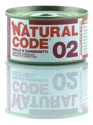 Natural code 02 gatto pollo e gamberetti 85 gr  