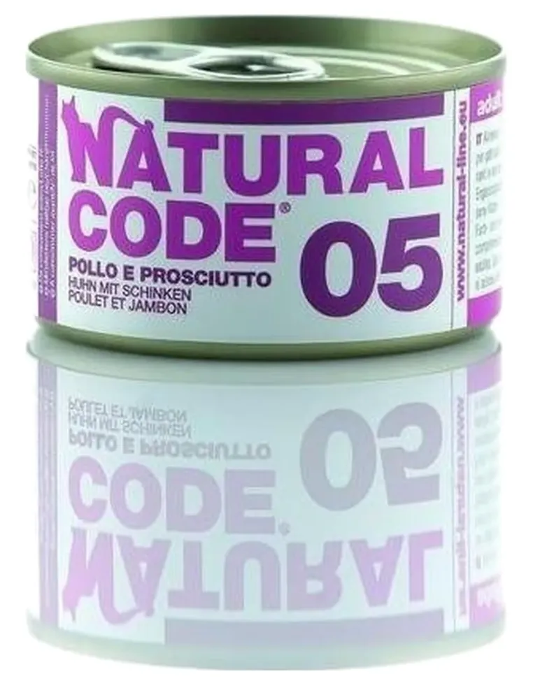 Natural code 05 gatto pollo e prosciutto 85 gr  