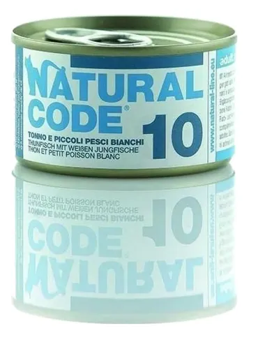 Natural code 10 gatto tonno e piccoli pesci bianchi 85 gr