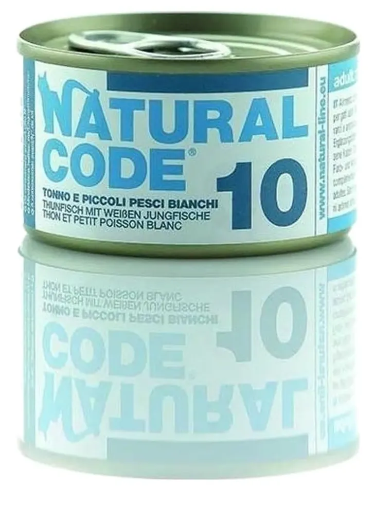 Natural code 10 gatto tonno e piccoli pesci bianchi 85 gr  
