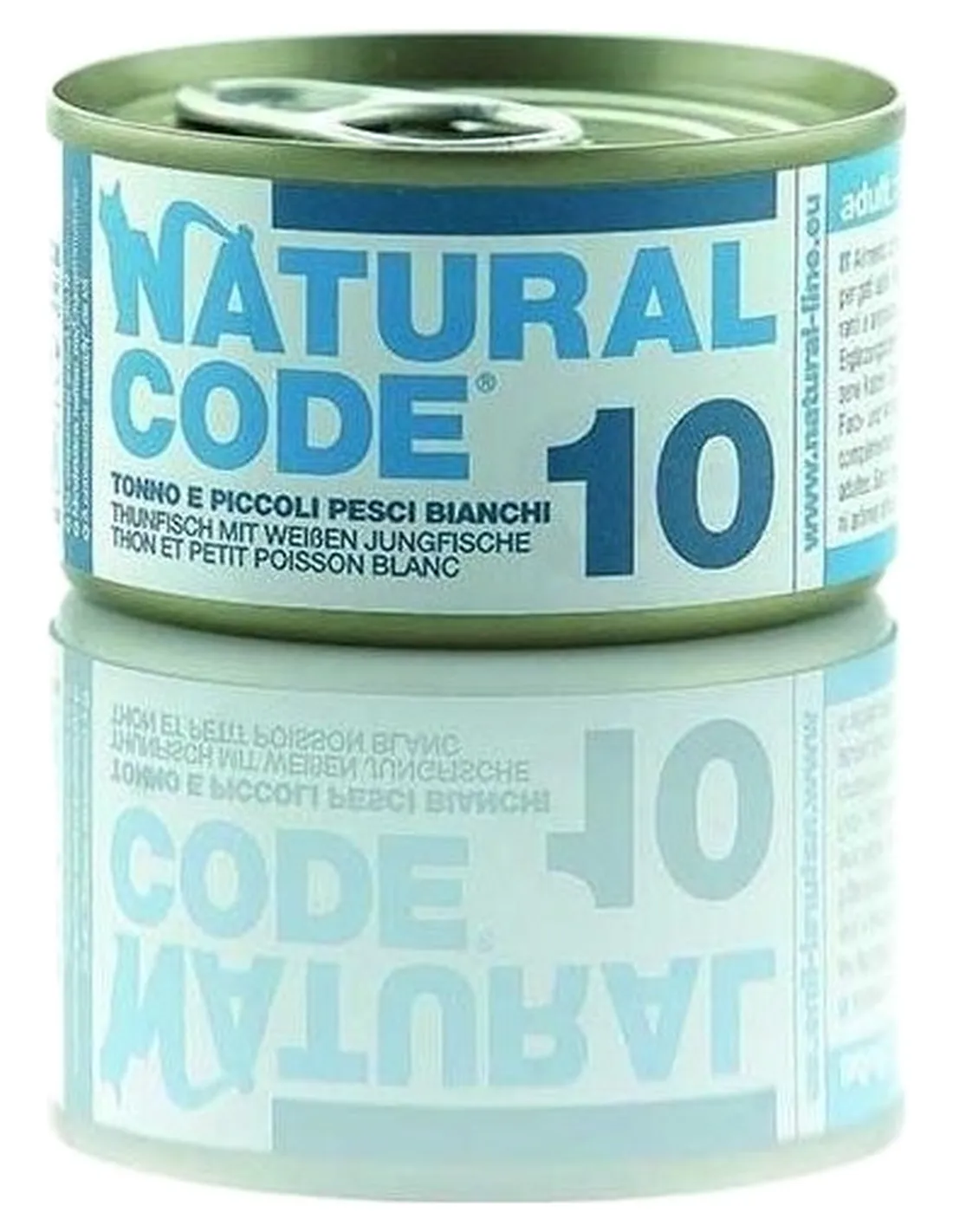 Natural code 10 gatto tonno e piccoli pesci bianchi 85 gr   Natural code 10 gatto tonno e piccoli pesci bianchi 85 gr