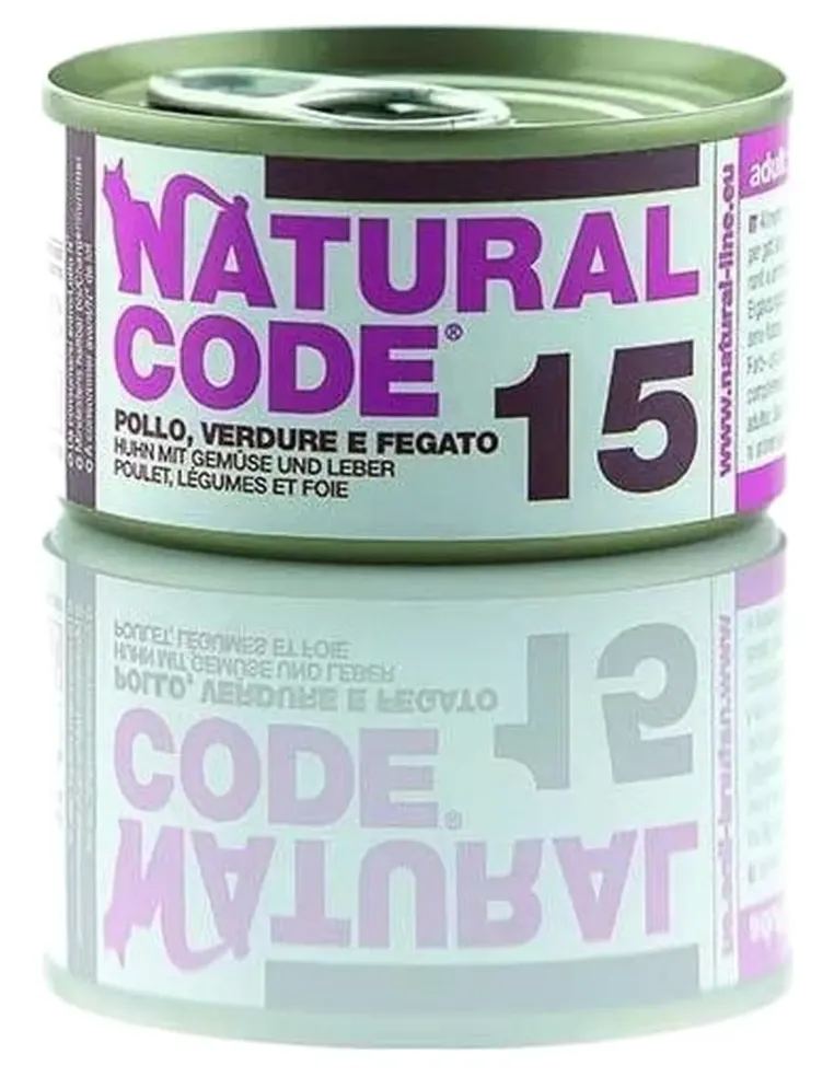 Natural code 15 gatto pollo verdure e fegato 85 gr  
