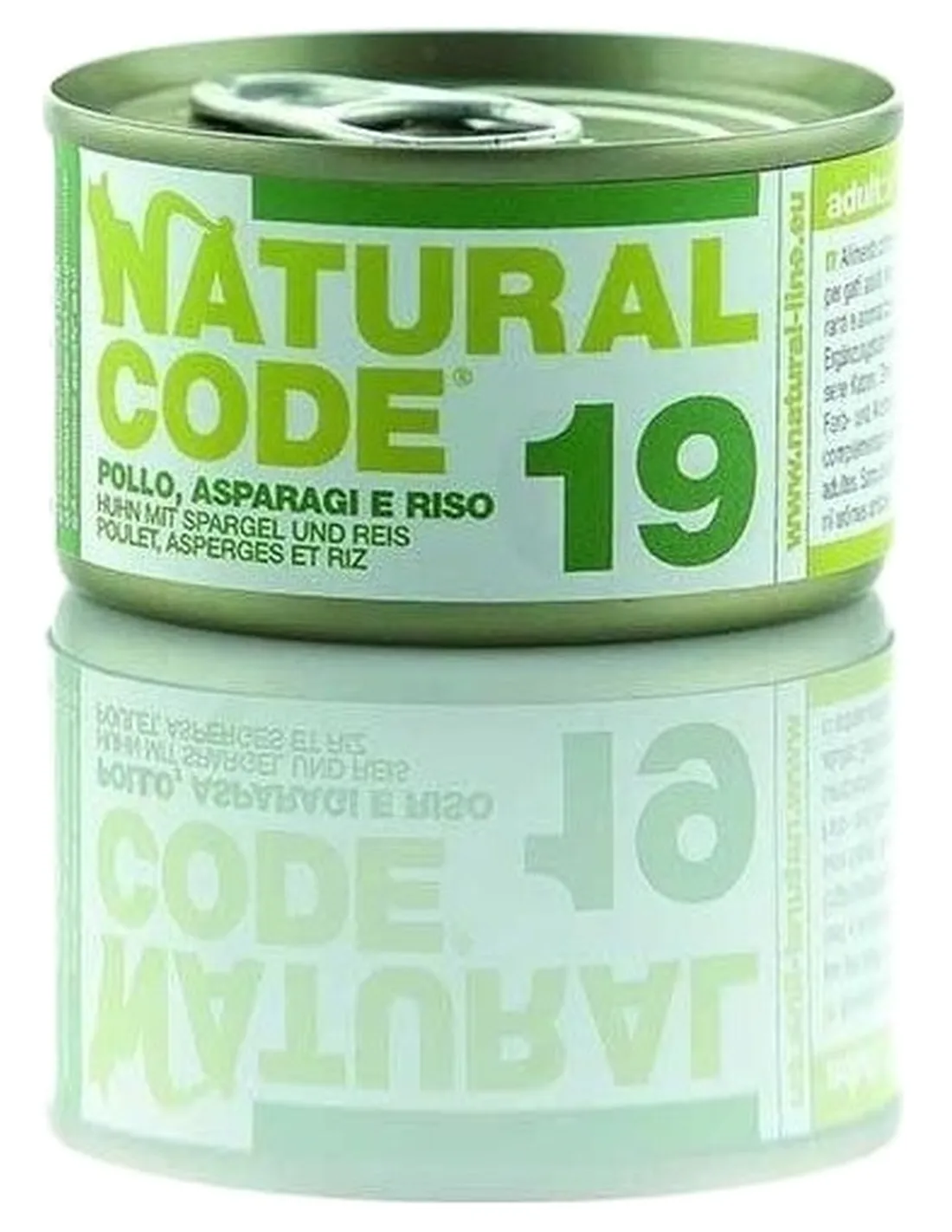 Natural code 19 gatto pollo asparagi e riso 85 gr  