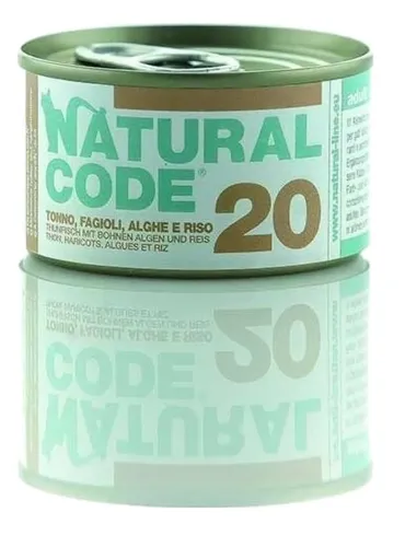 Natural code 20 gatto tonno fagioli alghe e riso 85 gr  
