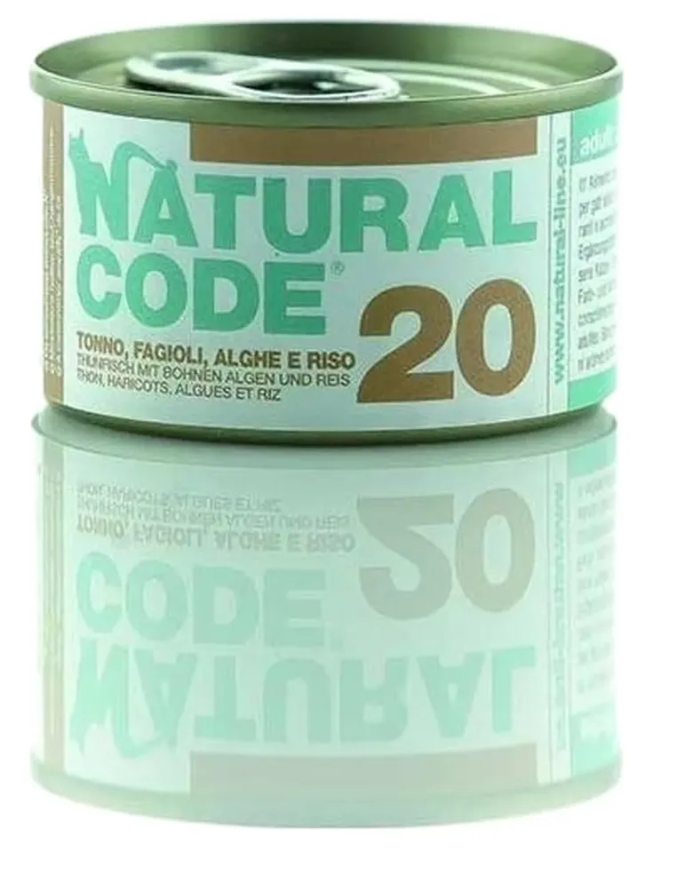 Natural code 20 gatto tonno fagioli alghe e riso 85 gr  