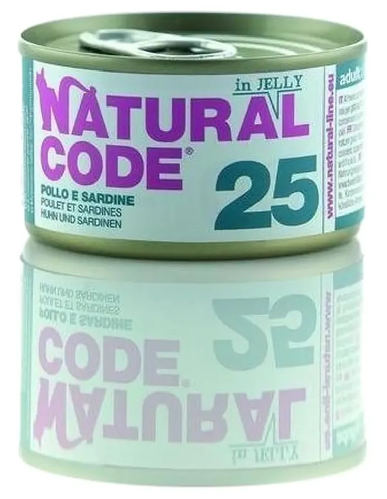 Natural code 25 gatto pollo e sardine soft jelly 85 gr  