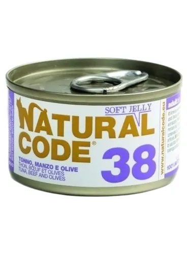 Natural code 38 gatto tonno manzo e olive soft jelly 85 gr