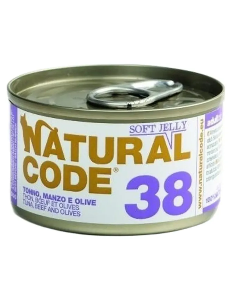 Natural code 38 gatto tonno manzo e olive soft jelly 85 gr  