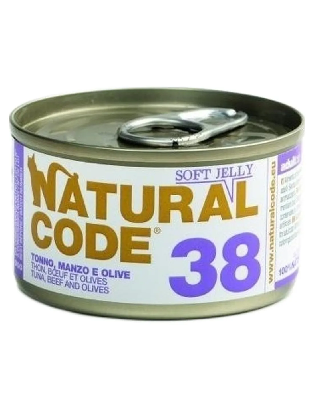 Natural code 38 gatto tonno manzo e olive soft jelly 85 gr   Natural code 38 gatto tonno manzo e olive soft jelly 85 gr
