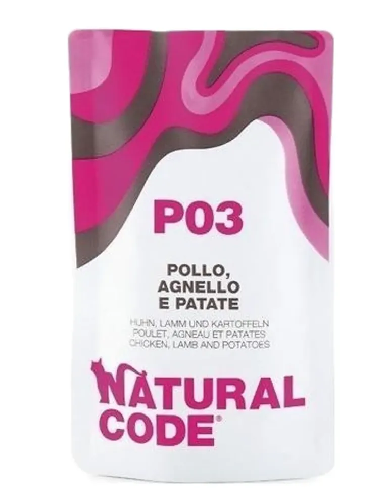 Natural code P03 gatto pollo agnello e patate 70 gr  