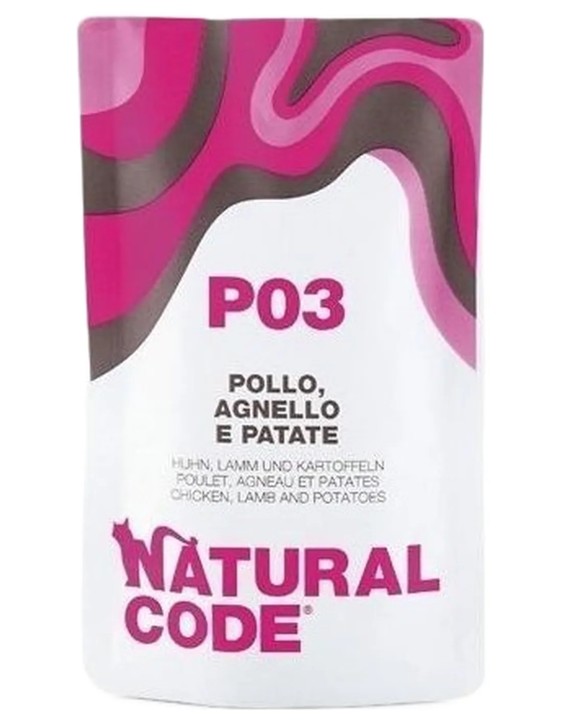 Natural code P03 gatto pollo agnello e patate 70 gr   Natural code P03 gatto pollo agnello e patate 70 gr