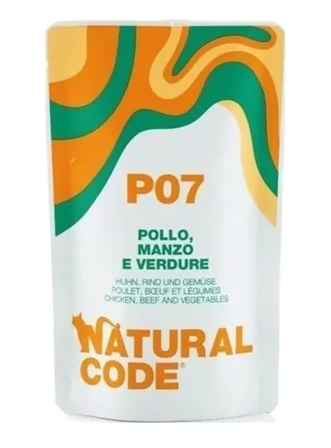 Natural code P07 gatto pollo manzo e verdure 70 gr  