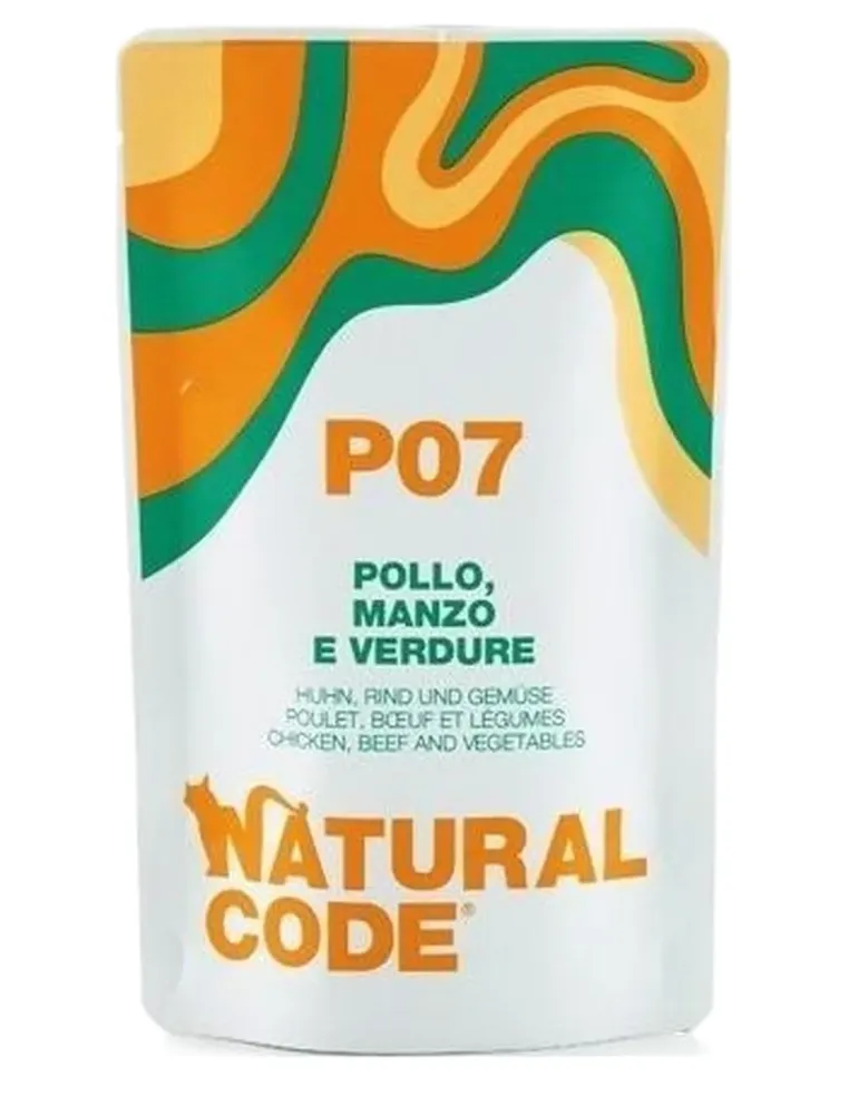 Natural code P07 gatto pollo manzo e verdure 70 gr  