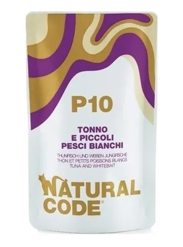 Natural code P10 gatto tonno e piccoli pesci bianchi 70 gr  
