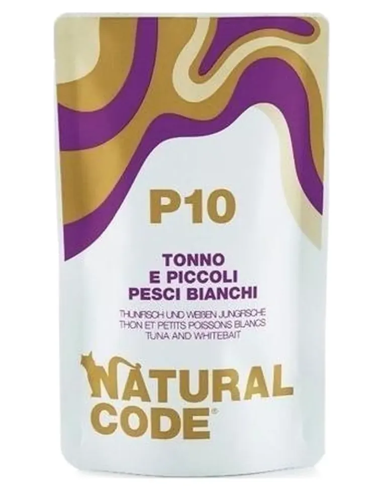 Natural code P10 gatto tonno e piccoli pesci bianchi 70 gr  