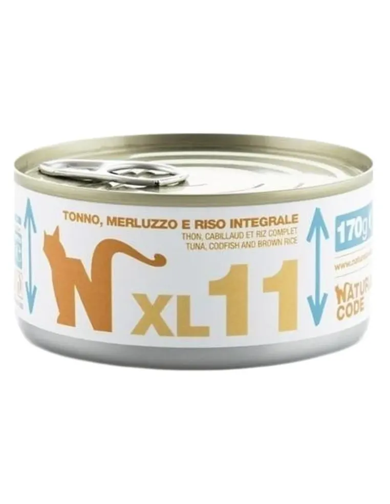 Natural code xl 11 gatto tonno merluzzo e riso integrale 170 gr  
