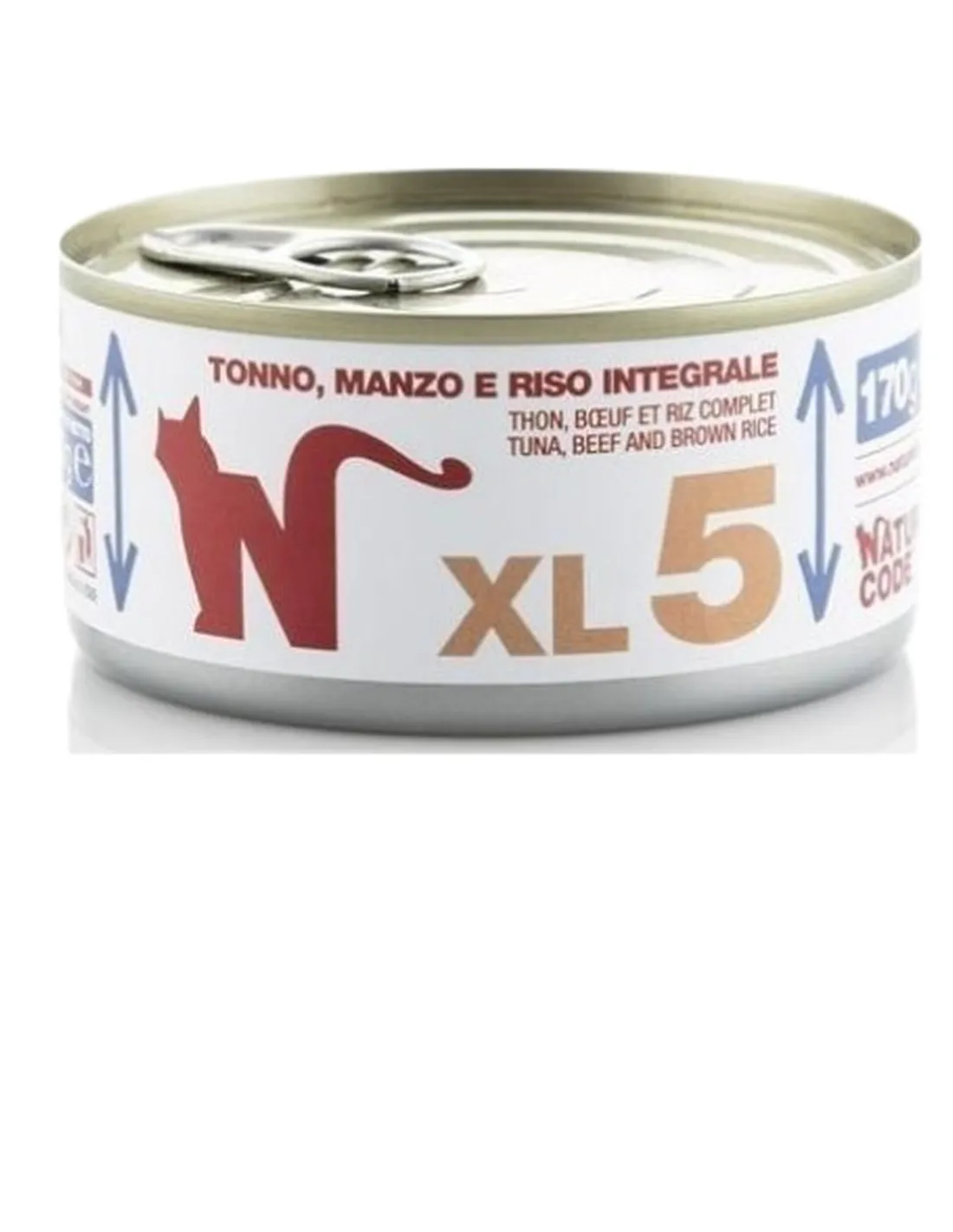 Natural code xl 5 gatto tonno manzo e riso integrale 170 gr  