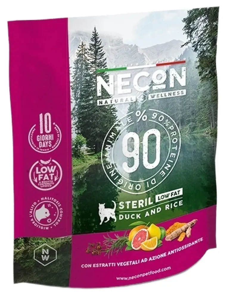 Necon natural wellness gatto adult steril low fat anatra e riso 400 gr  