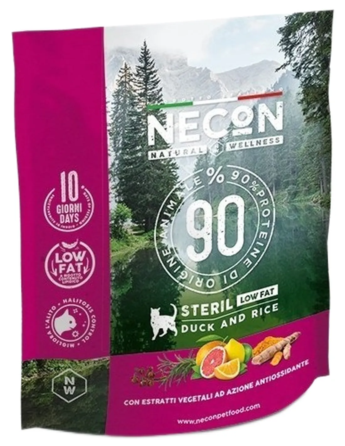 Necon natural wellness gatto adult steril low fat anatra e riso 400 gr  