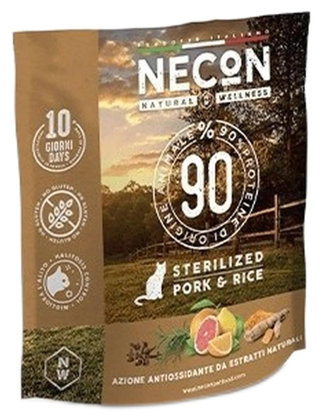 Necon natural wellness gatto adult sterilizzato maiale e riso 400 gr  