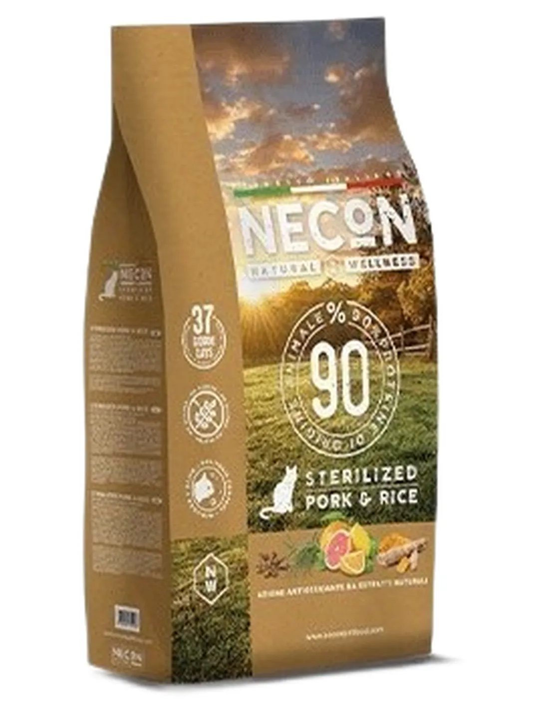 Necon natural wellness gatto adult sterilizzato maiale e riso 1,5 kg  