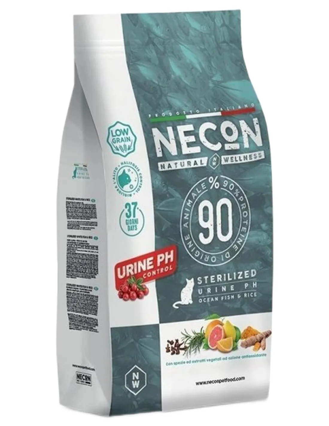 Necon natural wellness gatto adult sterilizzato urine ph pesce e riso 1,5 kg  