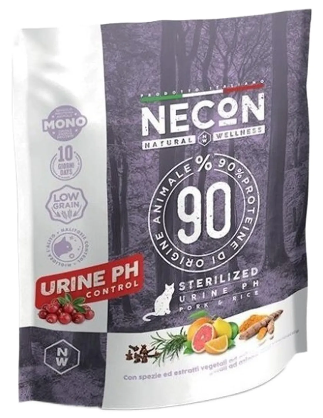 Necon natural wellness gatto adult sterilizzato urine ph maiale e riso 400 gr  