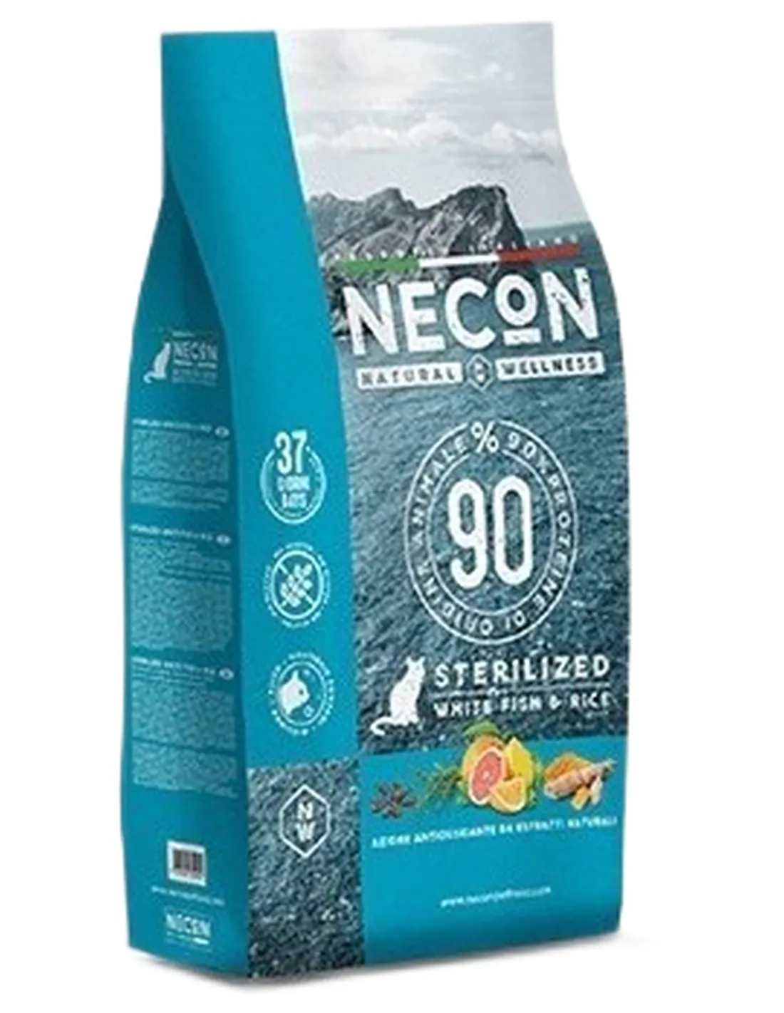 Necon natural wellness gatto adult sterilizzato pesce bianco e riso 1,5 kg  
