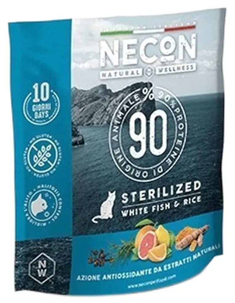 Necon natural wellness gatto adult sterilizzato pesce bianco e riso 400 gr  